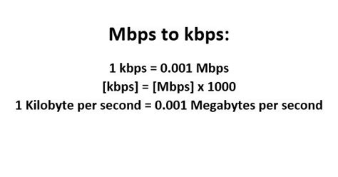 Convert Mbps to Kbps .